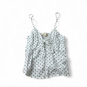 Monteau LA White & Black Polka Dot Tie Front Tank Top Size Small